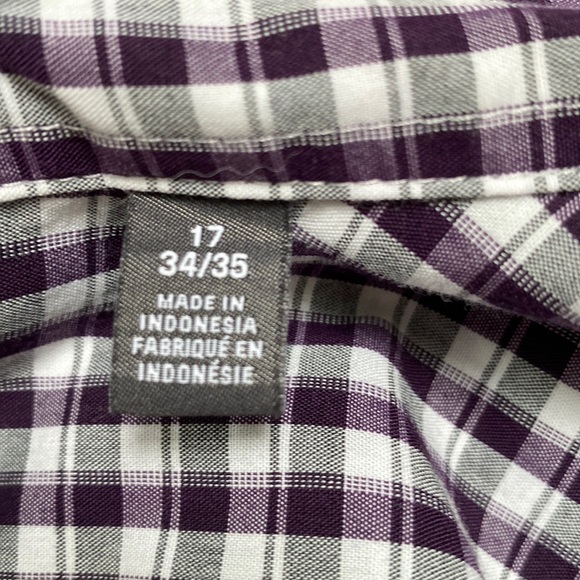 Van Heusen Wrinkle Free Button Down Shirt 💗 Purple Gray & White - Picture 11 of 13